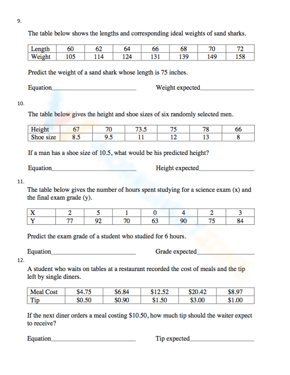 Scatter Plots: Lines of Best Fit Practice - Page 3