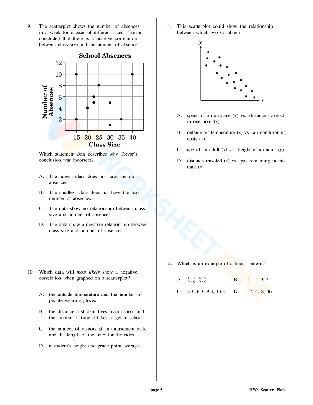 Scatter Plots - Page 5