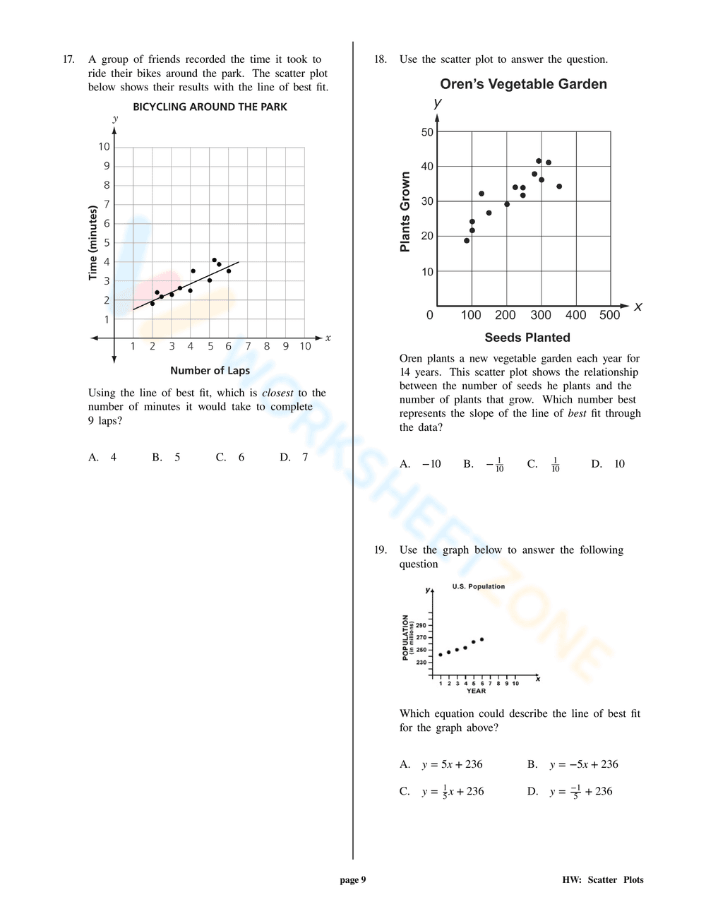 Scatter Plots - Page 9
