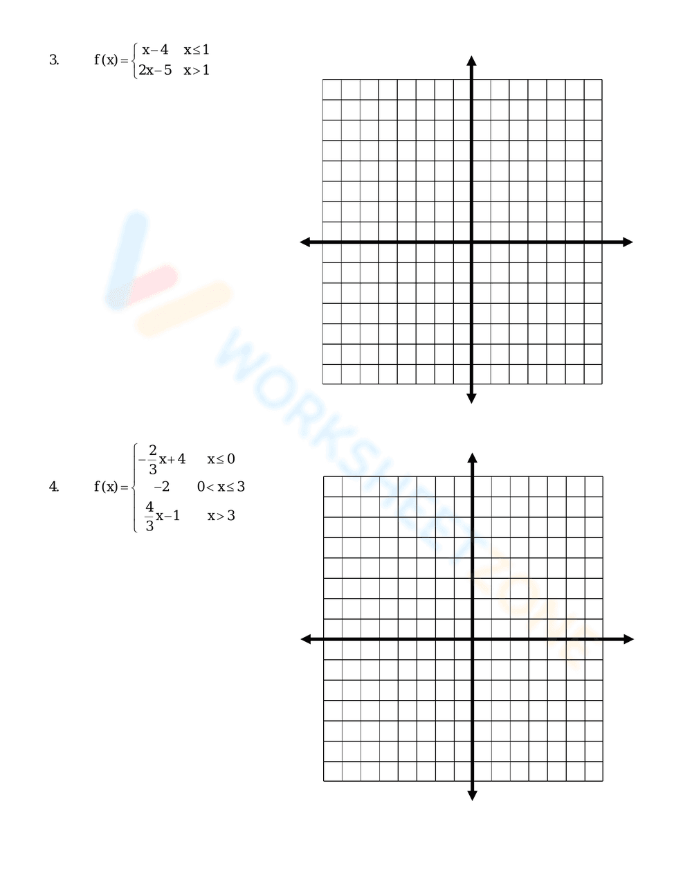 Graphing Linear Piecewise Functions Practice - Page 2