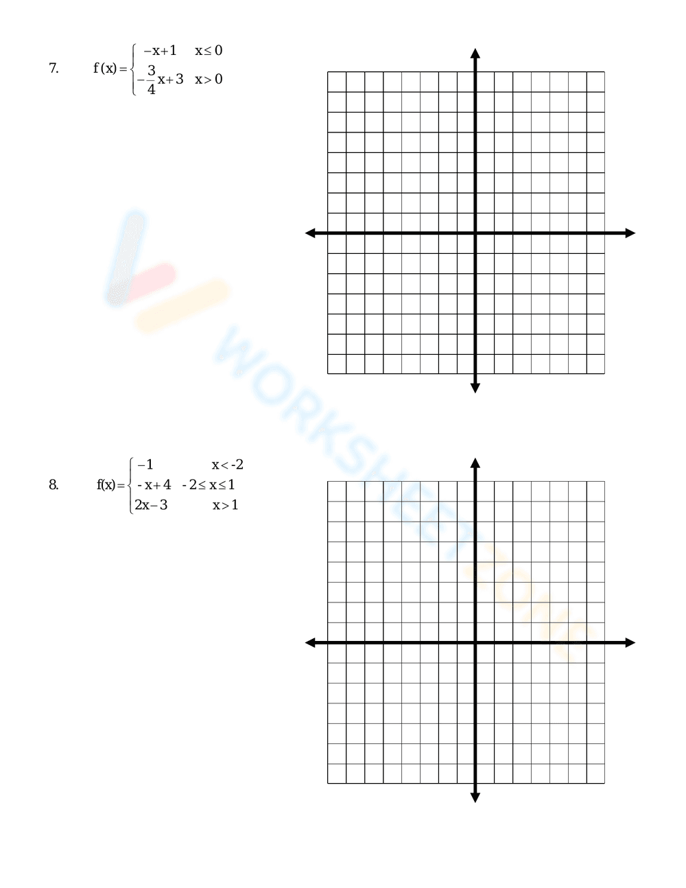 Graphing Linear Piecewise Functions Practice - Page 4