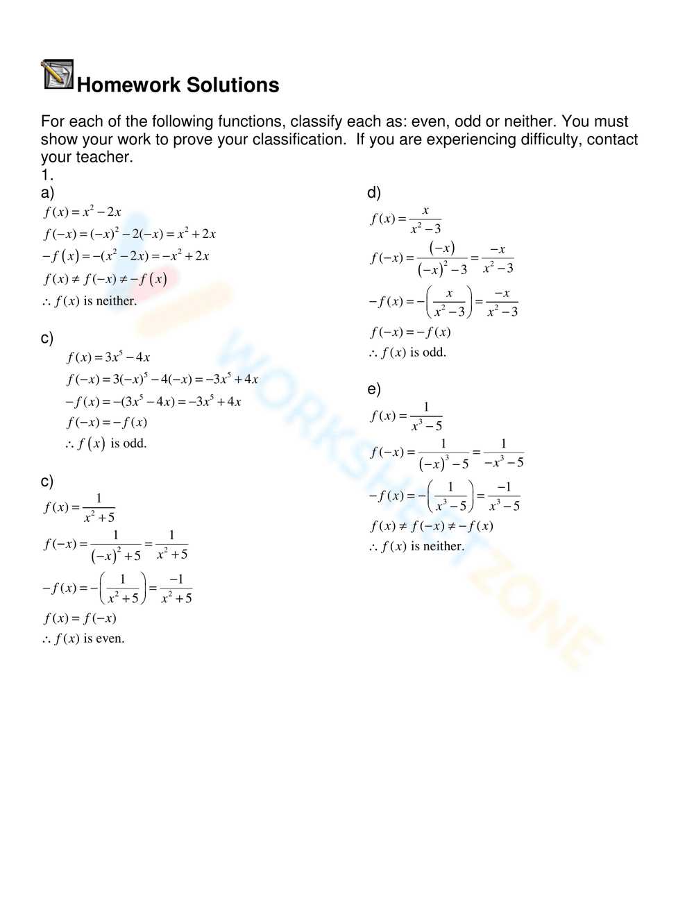 Characteristics of Odd and Even Functions - Page 4