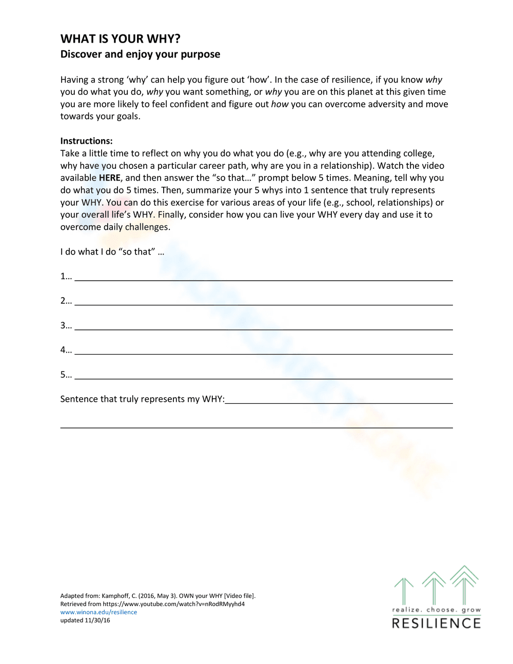 What's Your Why Worksheet - Page 1