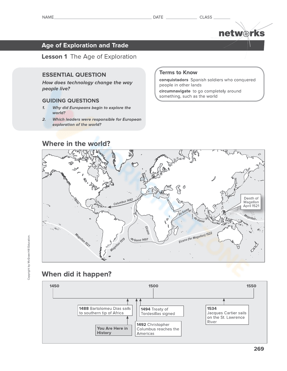Delve into the Age of Exploration Worksheet - Page 1