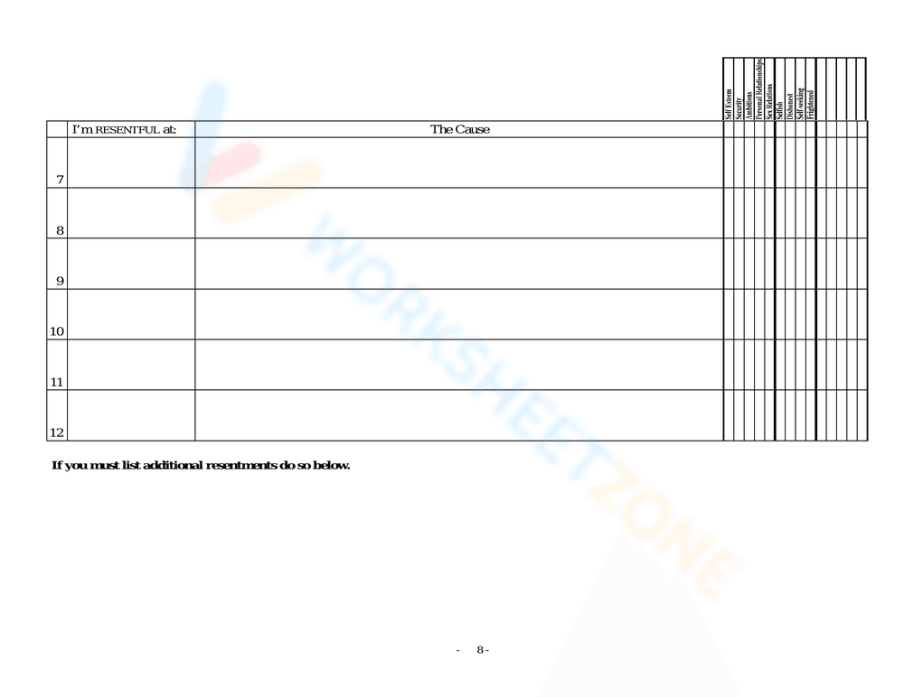 Review of Resentments Worksheet - Page 2