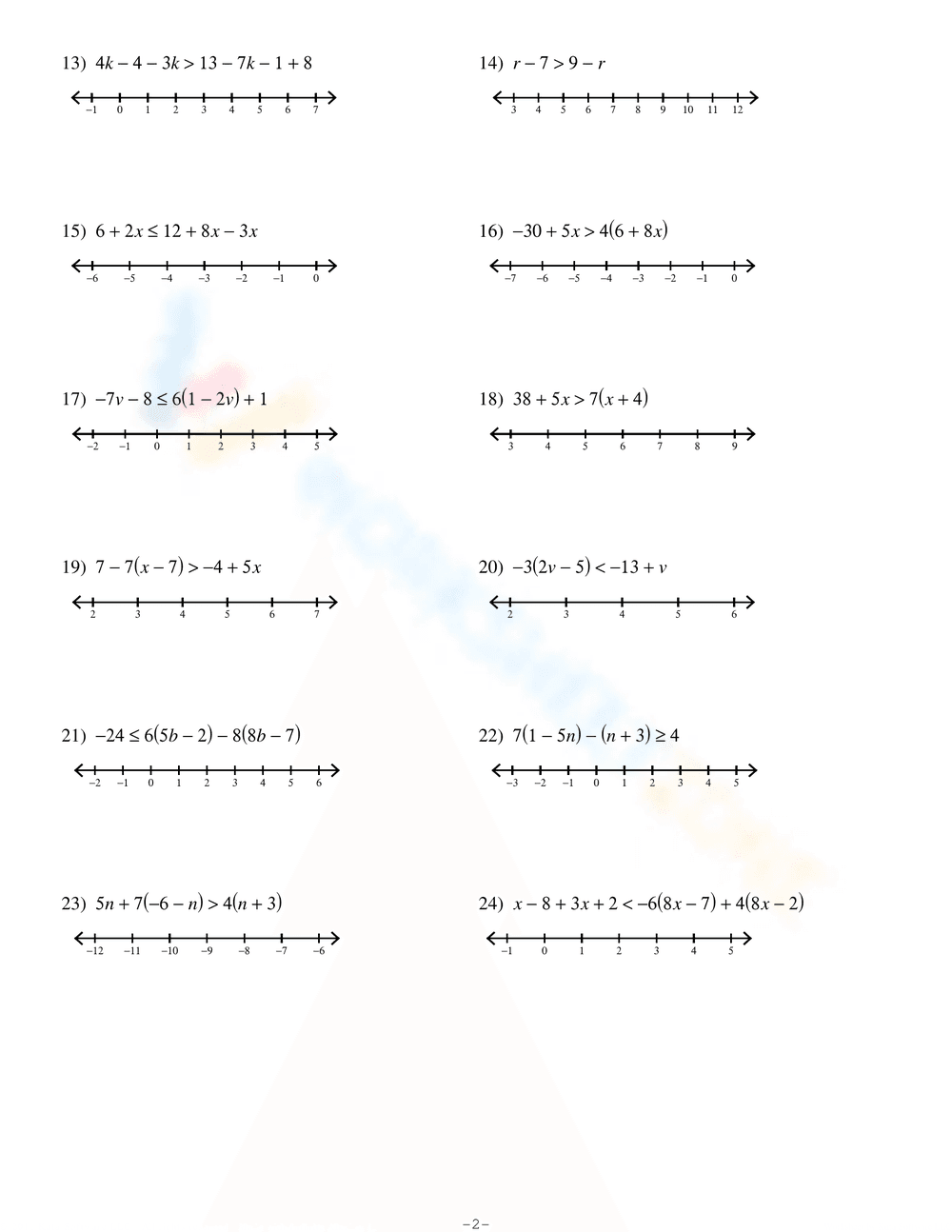 Solve Multi-Step Inequalities - Page 1