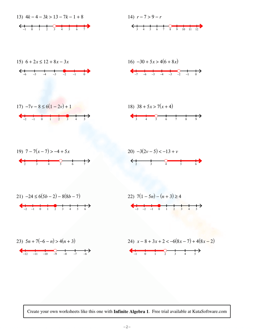 Solve Multi-Step Inequalities - Page 3