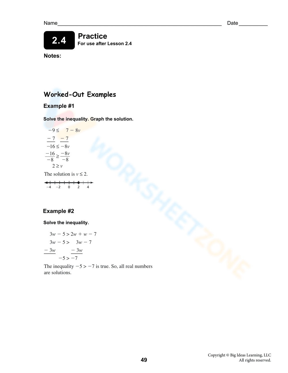 Solving Multi-Step Inequalities Practice - Page 3