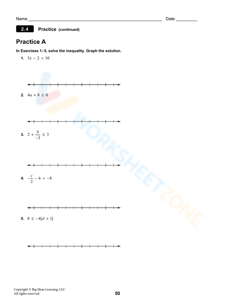 Solving Multi-Step Inequalities Practice - Page 4