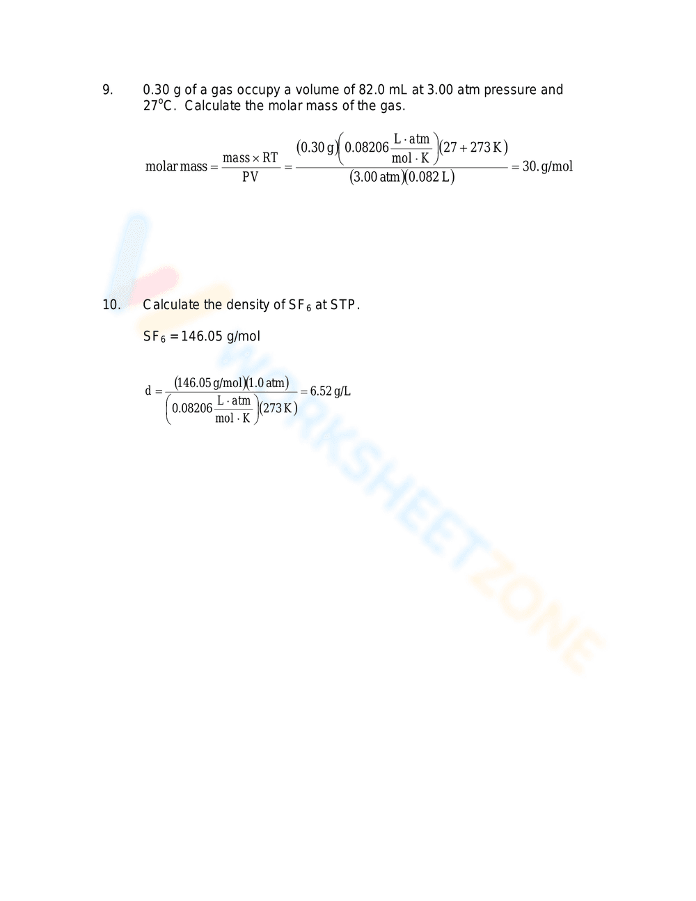 Ideal Gas Law Worksheet: Chemistry Practice - Page 5