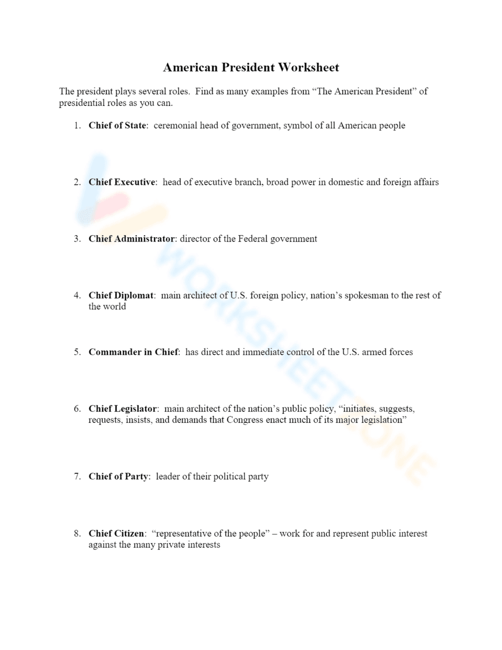 American President: Powers and Responsibilities - Page 1