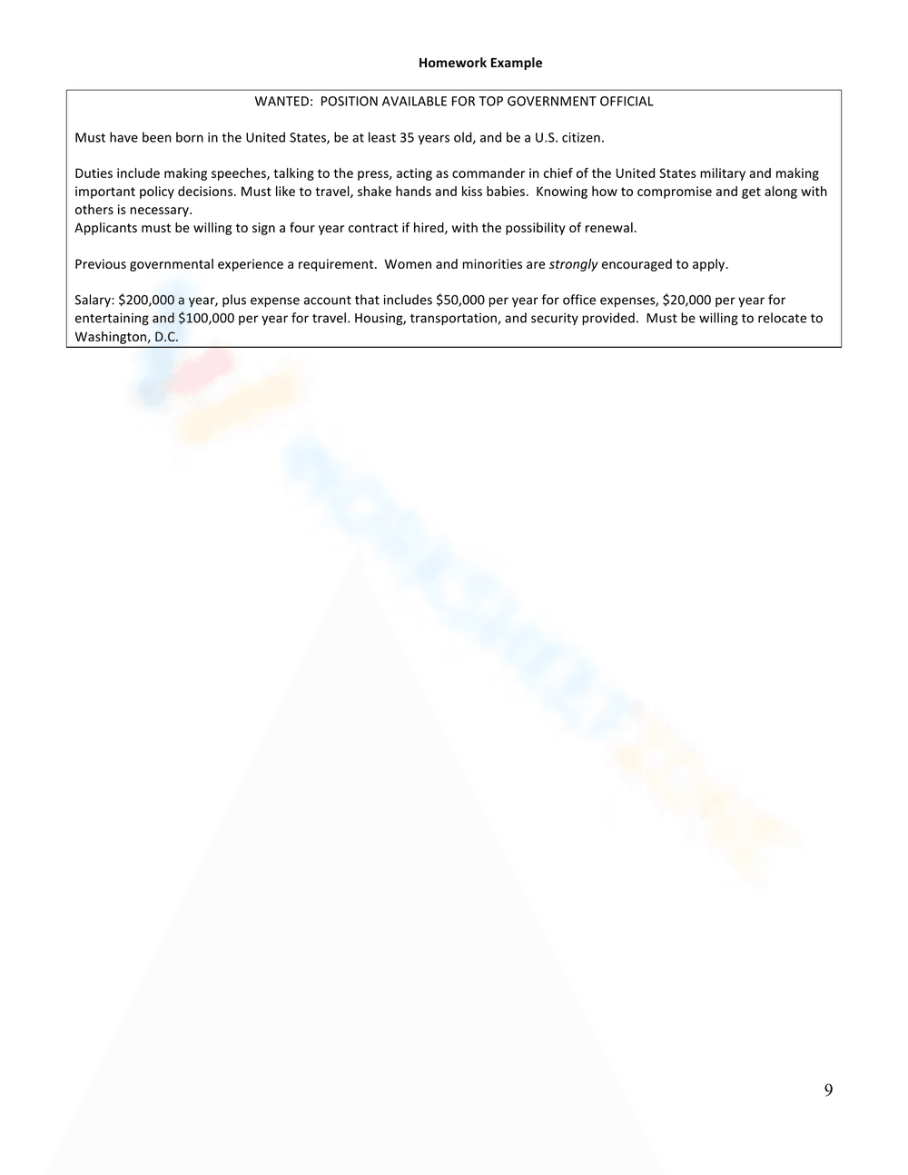 Roles & Powers of President: Worksheet - Page 3