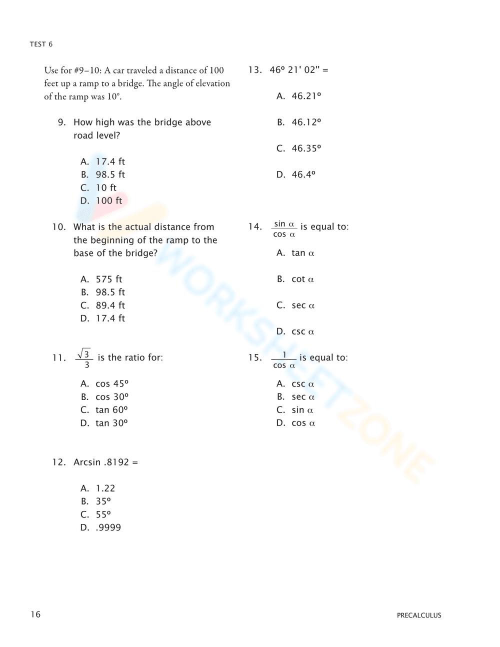 Trigonometry Word Problems: Elevation & Depression - Page 16