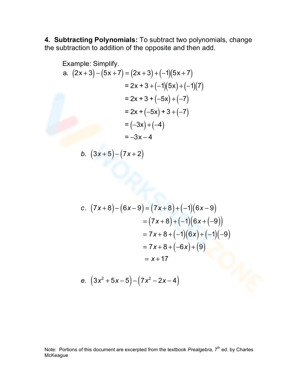 Adding and Subtracting Polynomials Note - Page 3