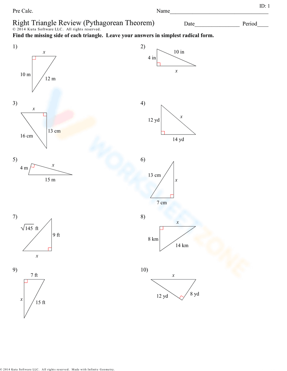 Special Right Triangles Review Worksheet - Page 3