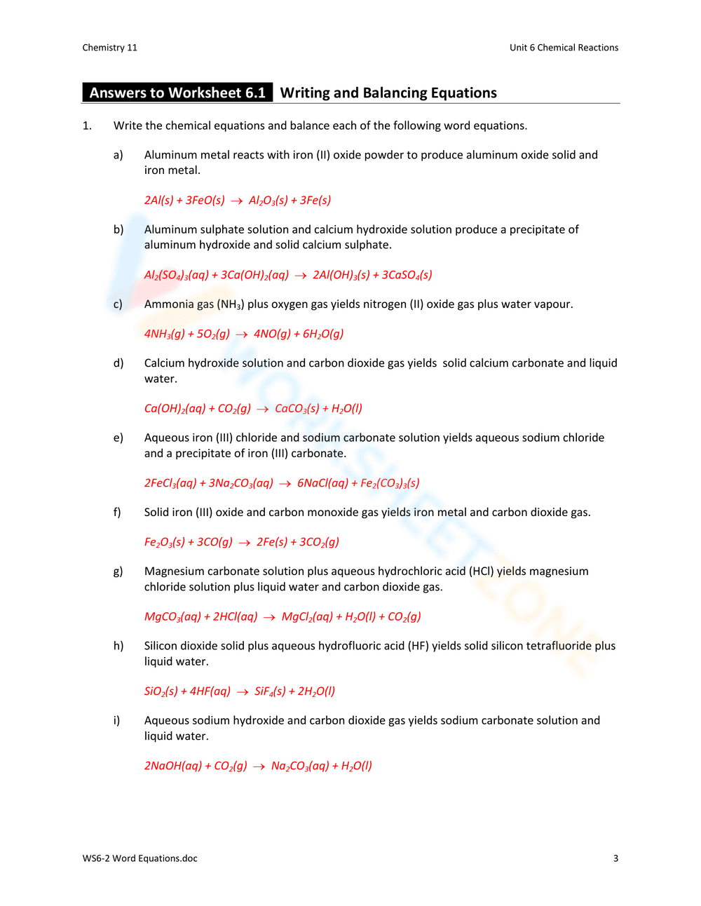 Balancing Equations Worksheet - Page 3