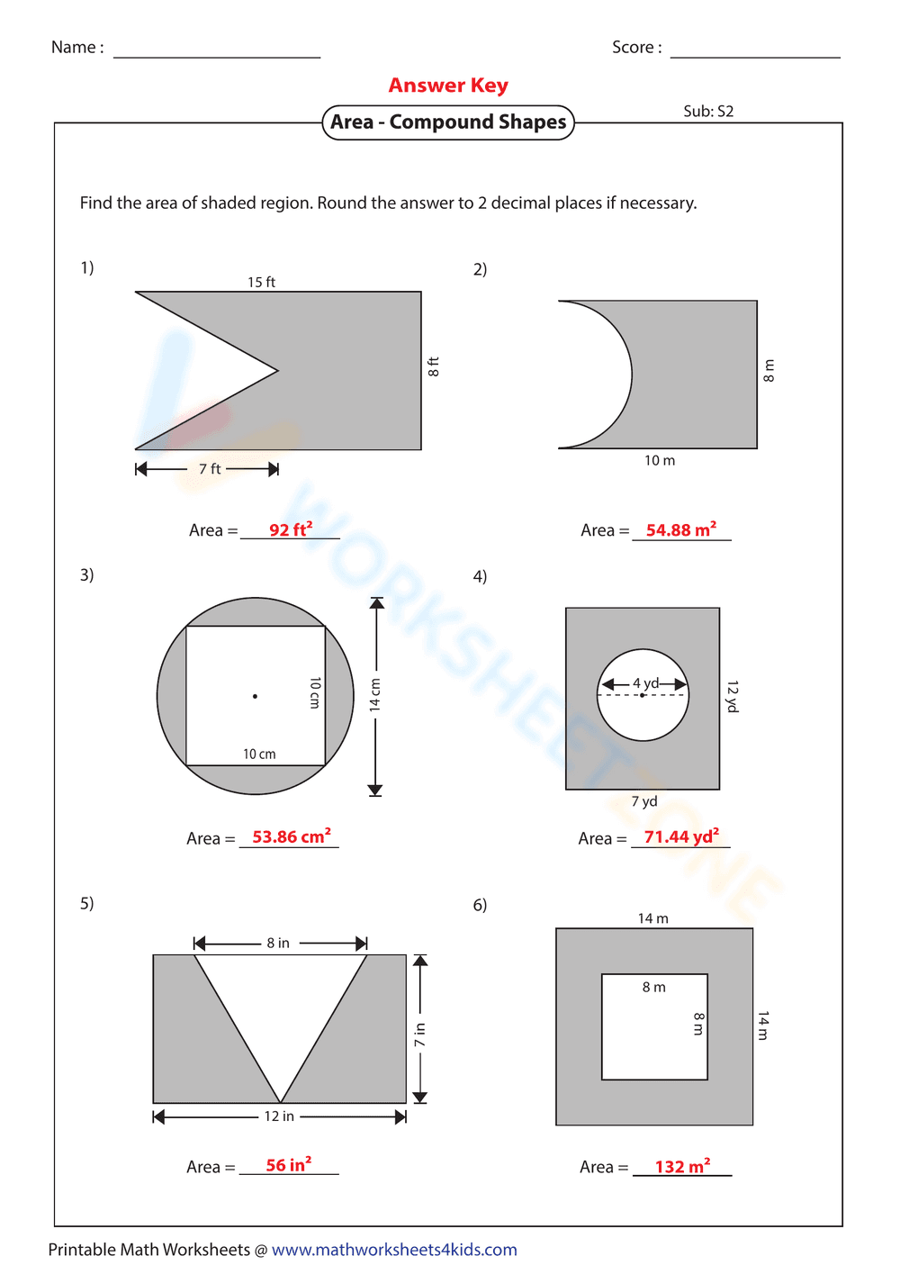 Area of Compound Shape Worksheet - Page 4