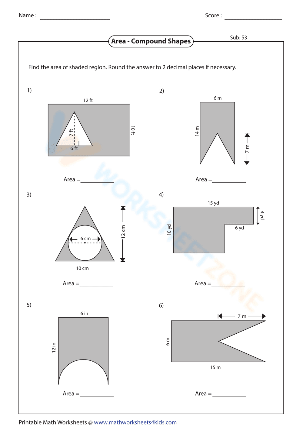 Area of Compound Shape Worksheet - Page 5