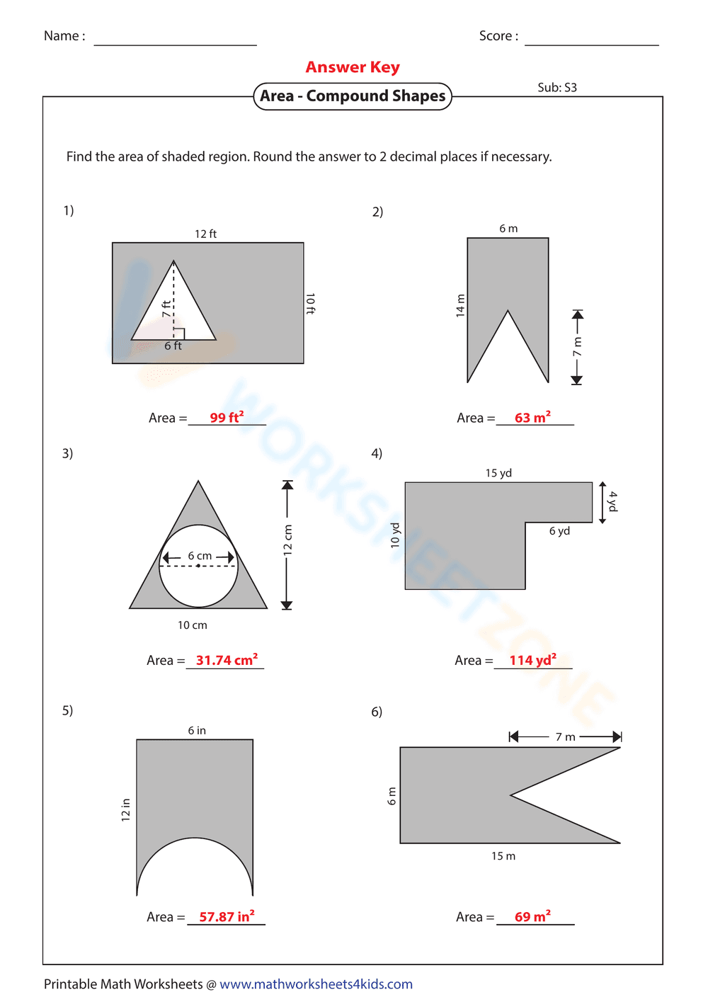 Area of Compound Shape Worksheet - Page 6