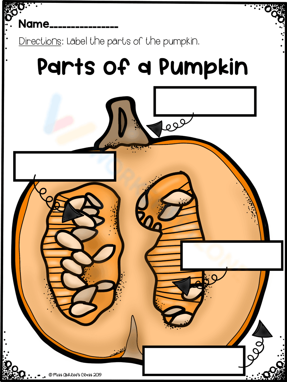 Learn the Parts of the Pumpkin with this Worksheet - Page 1