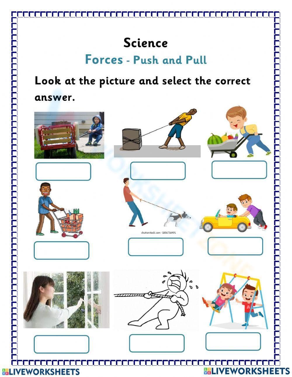 Understanding Push and Pull Forces Worksheet - Page 1