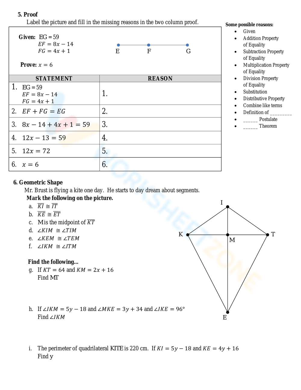 Practice with the Addition Postulate: Geometry Worksheet - Page 6