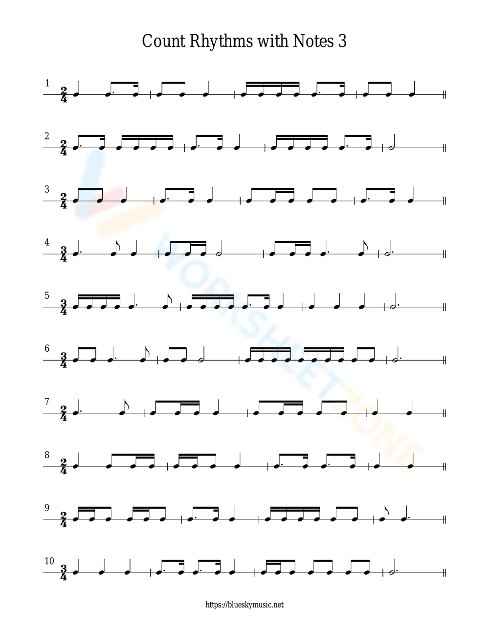 Updated: Counting Rhythms with Notes - Page 1
