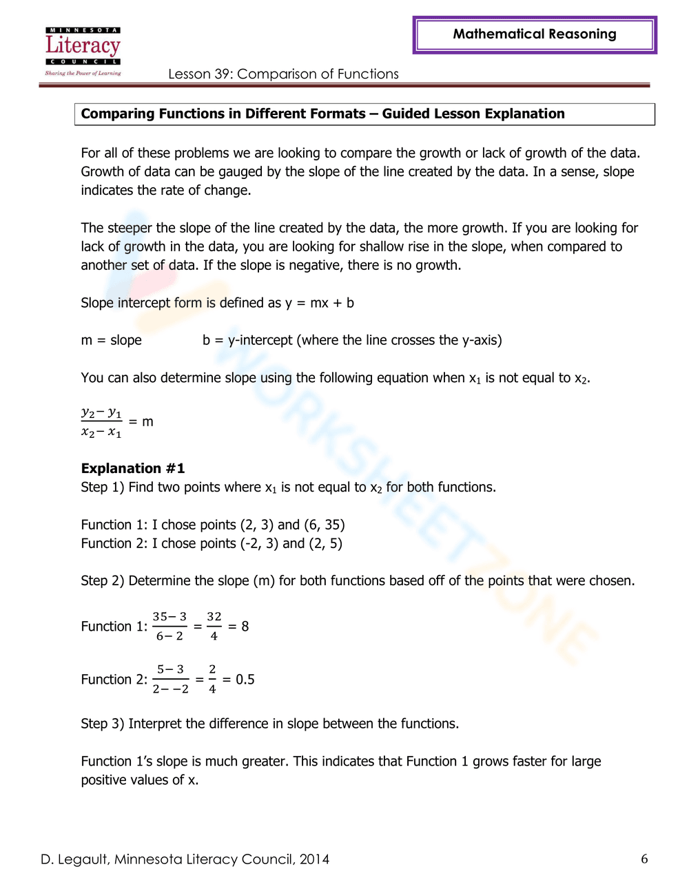 Comparison of Functions Worksheet - Page 6