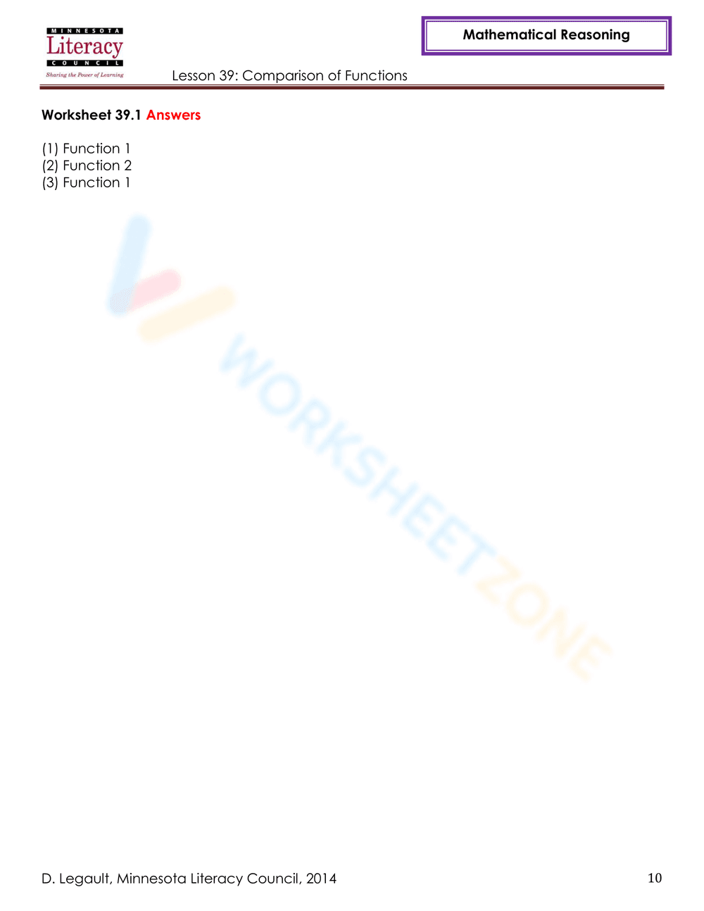 Comparison of Functions Worksheet - Page 10