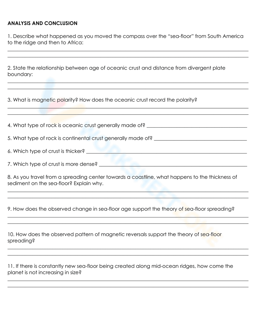 Sea Floor Spreading Lab Worksheet - Page 2