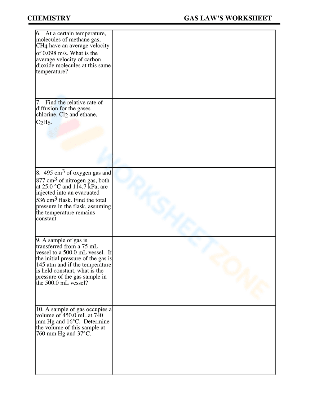 Explore the Gas Laws Worksheet - Page 3