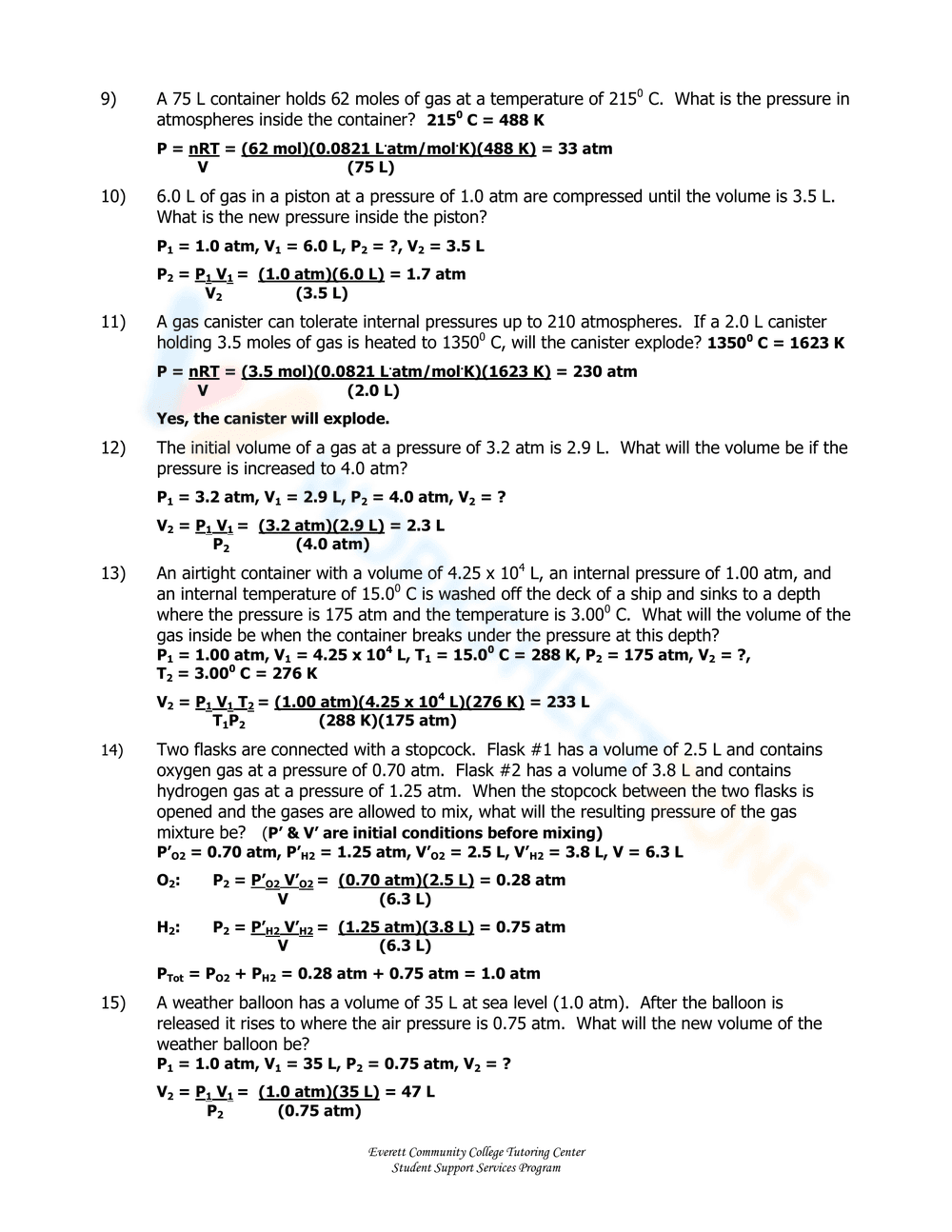 Mixed Gas Laws Worksheet - Page 5