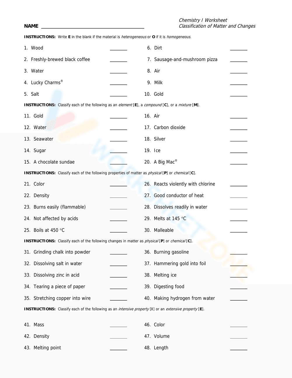 Updated Matter Classification Worksheet - Page 5