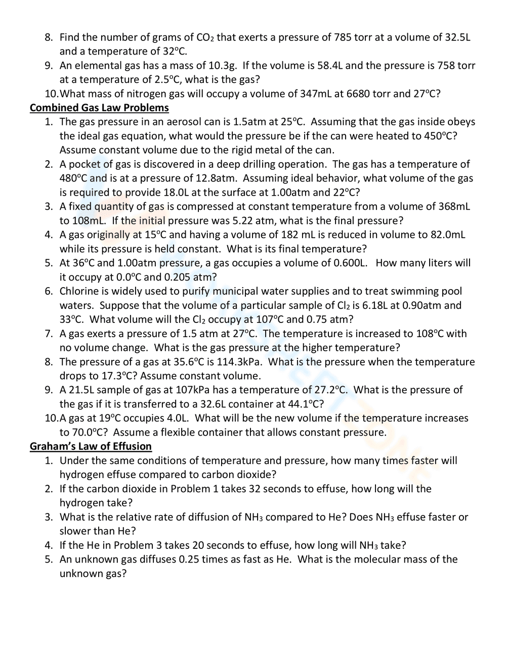 Updated Gas Laws Unit Worksheet - Page 2