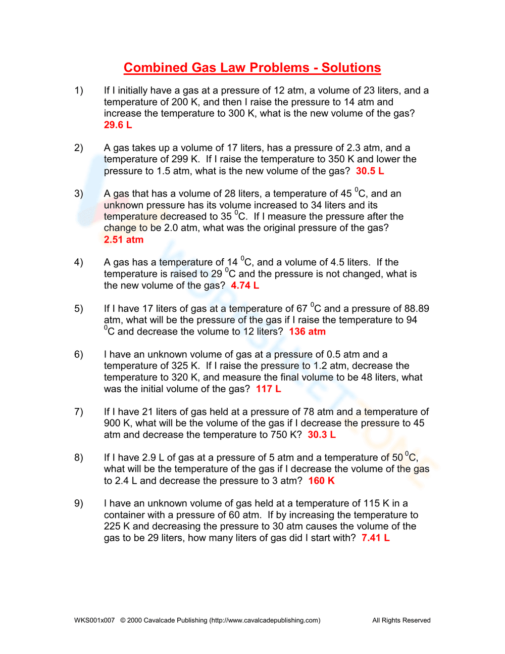 Combined Gas Law Problems - Page 3