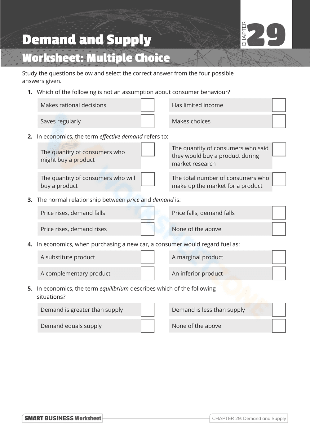 Analyzing Demand and Supply Worksheet - Page 1