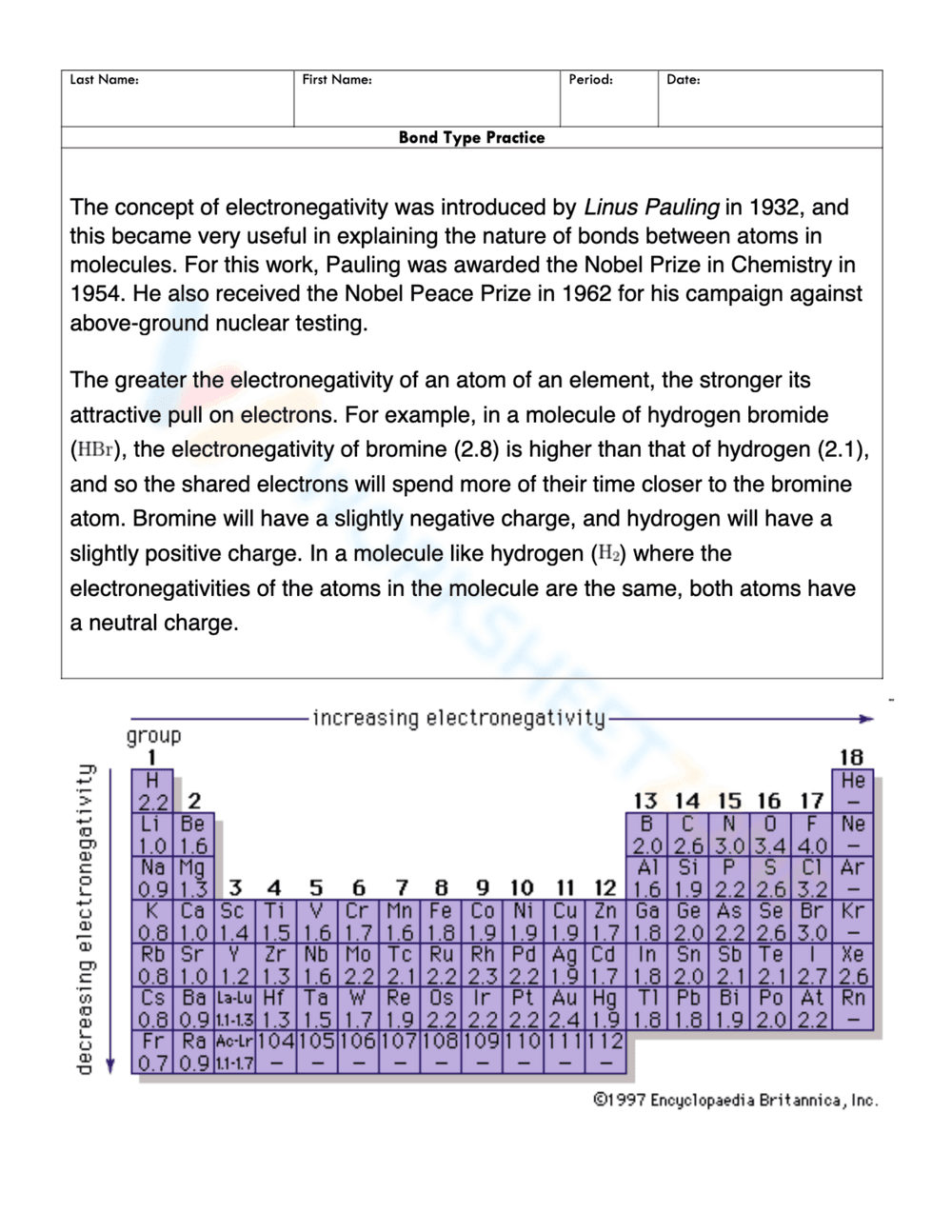 Advanced Electronegativity Practice Problems - Page 2