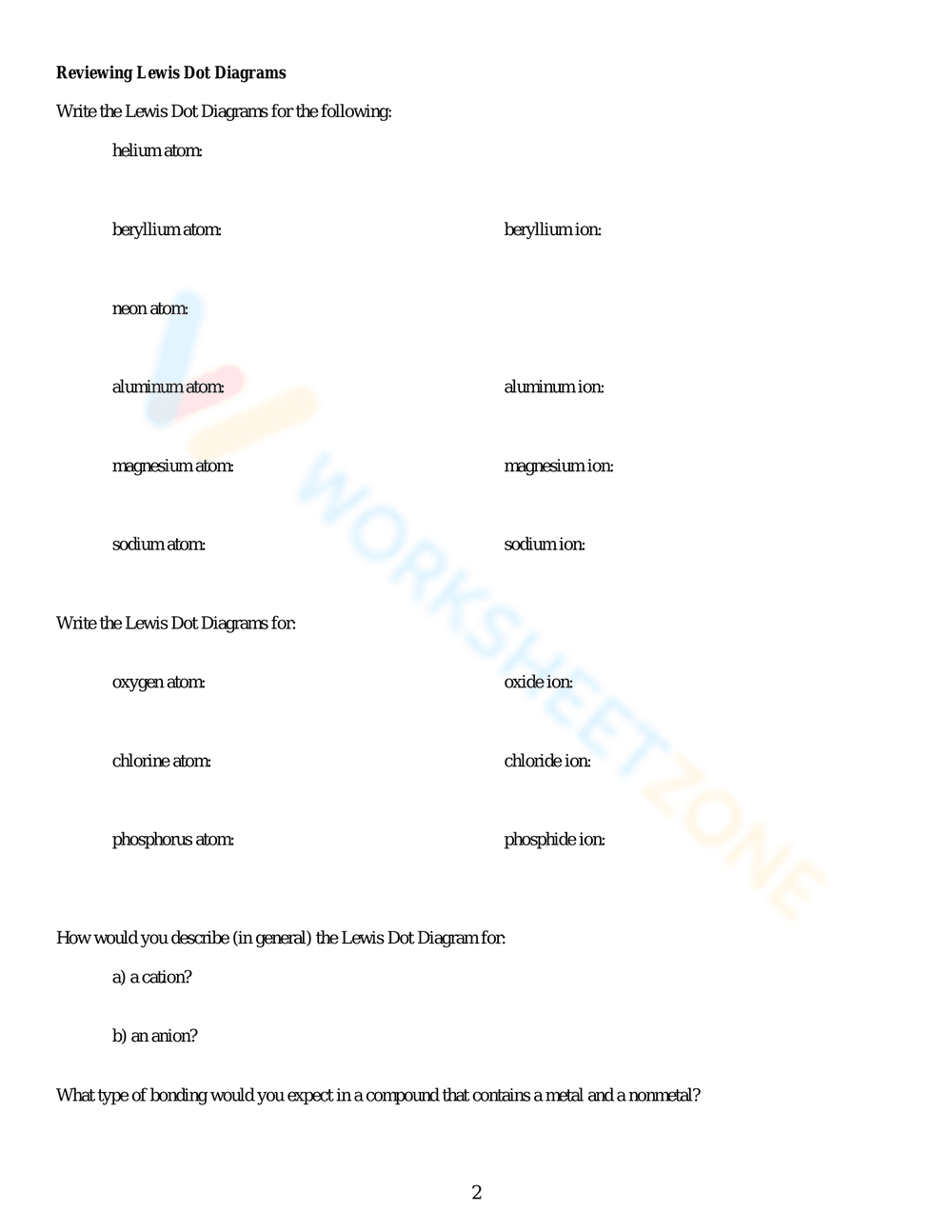Mastering Ionic Bonds: Practice Worksheet - Page 2