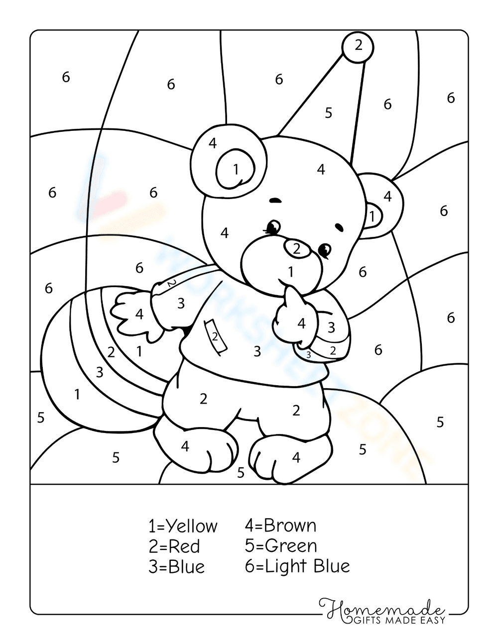 Cute Bear Coloring Worksheet - Page 1