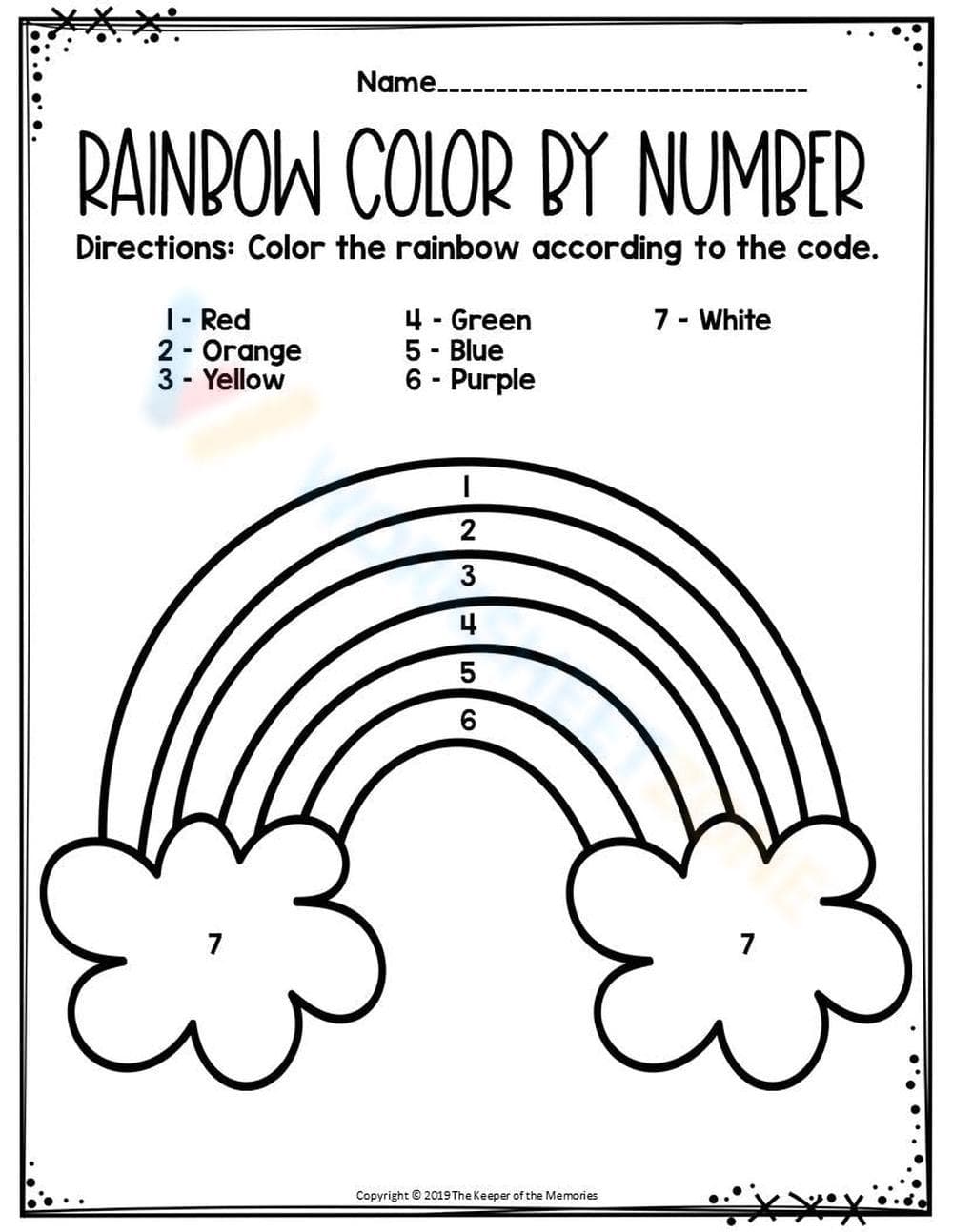 Rainbow Color by Number - Page 1