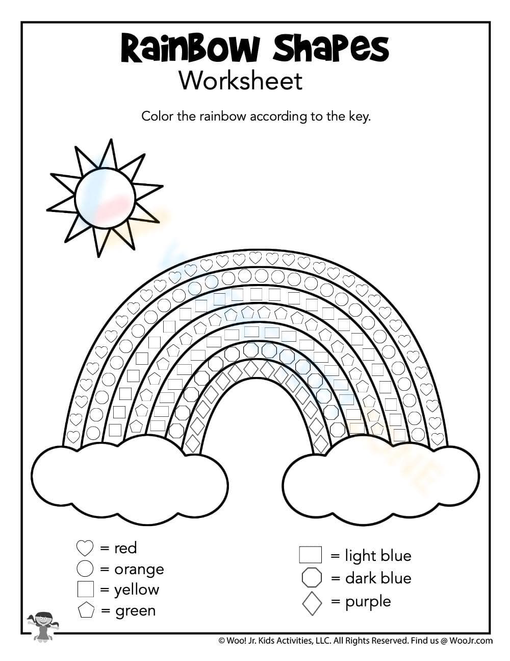 Rainbow Shapes Worksheet - Page 1