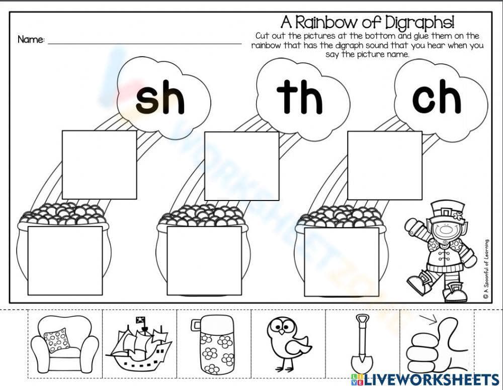 Rainbow of Digraphs Worksheet - Page 1