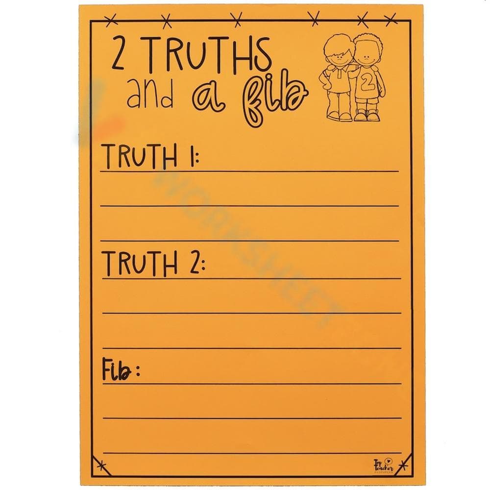 Two Truths and a Fib Worksheet - Page 1