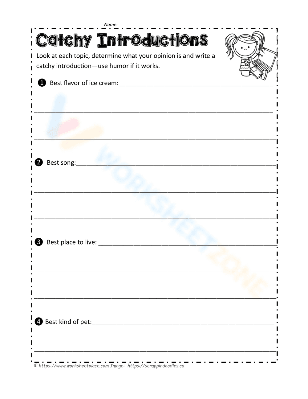 Writing Catchy Introductions Worksheet - Page 1
