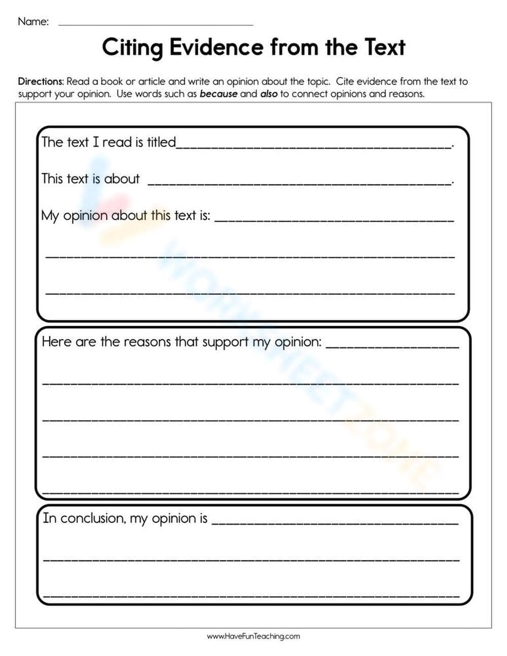 Citing Evidence from the Text - Page 1