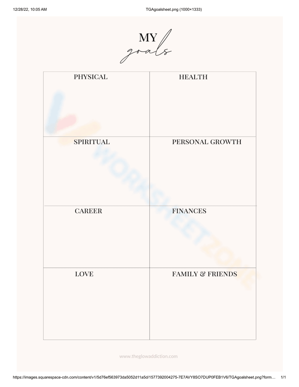 My Intentions Worksheet For Today - Page 1