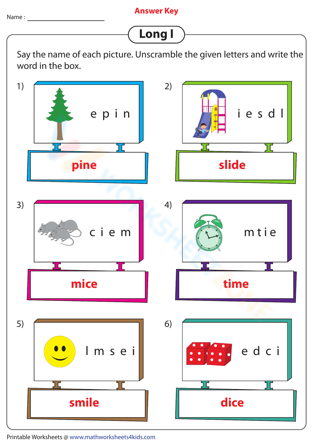 Unscrambling and Writing Long I Words - Page 2
