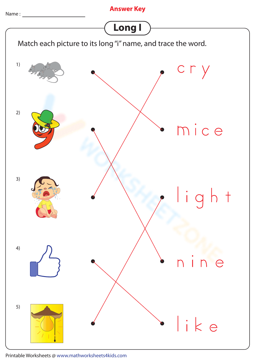 Long I Sound Matching and Tracing Activity - Page 2