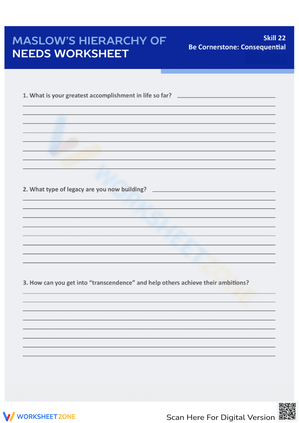 Maslow's Hierarchy of Needs Worksheet - Page 1