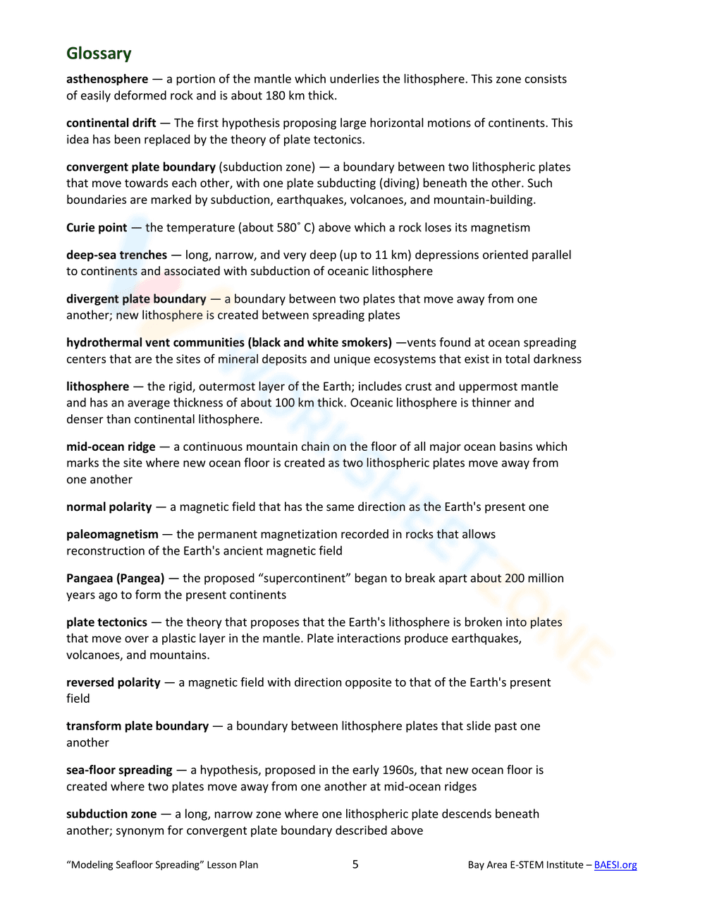 Modeling Seafloor Spread - Page 5
